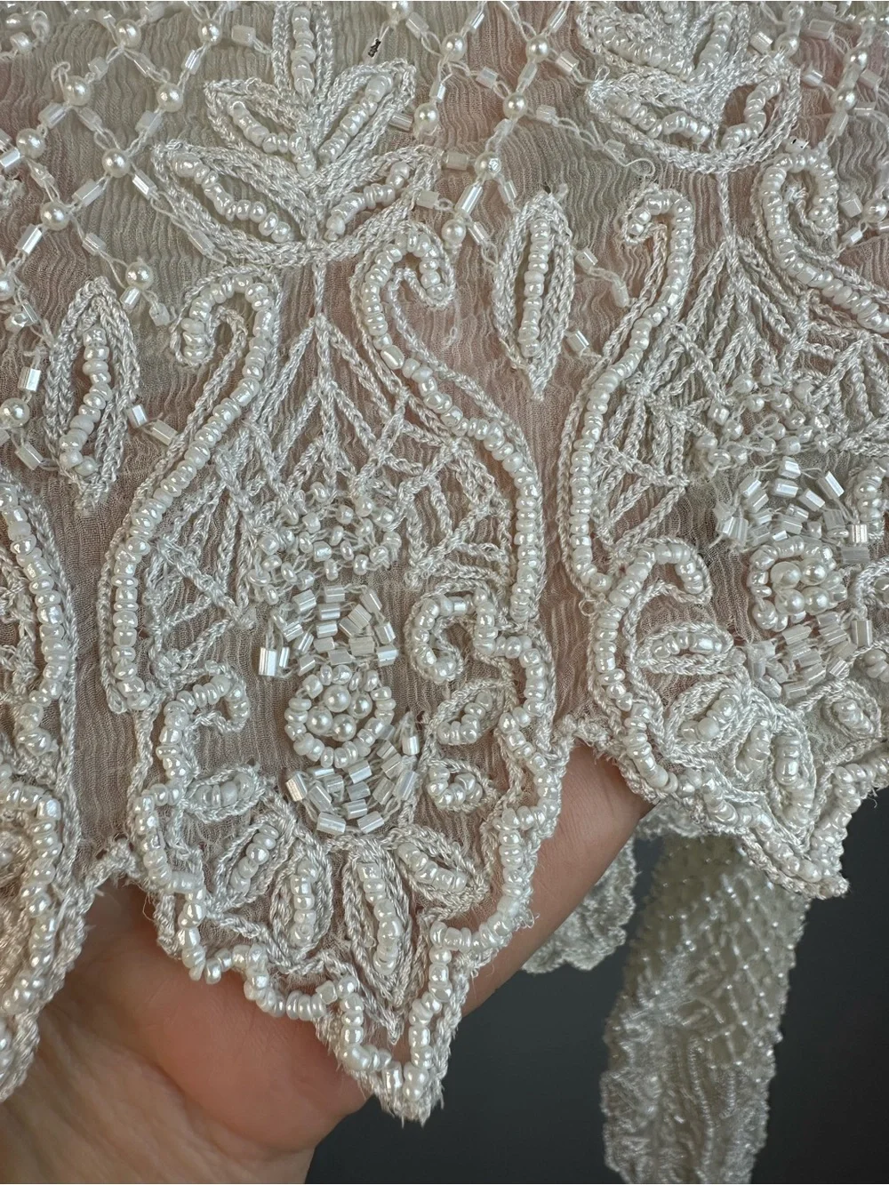 Vintage Sténay Silk Beaded Pearl Sequin Jacket Bridal Wedding Ivory 12